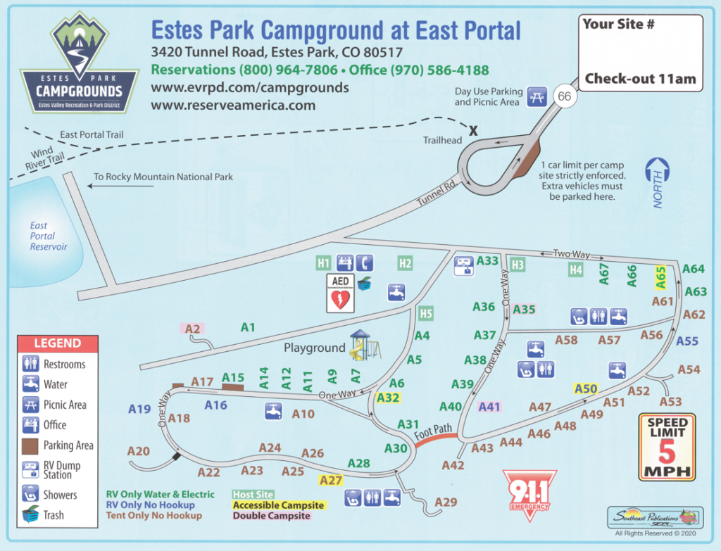 Estes Park Campground at East Portal Map